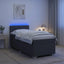 Box Spring Seng med Madras og LED Mørkegrå 100 x 200 cm Stof