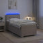 Box Spring Seng med Madras og LED Gråbrun 90 x 200 cm Stof