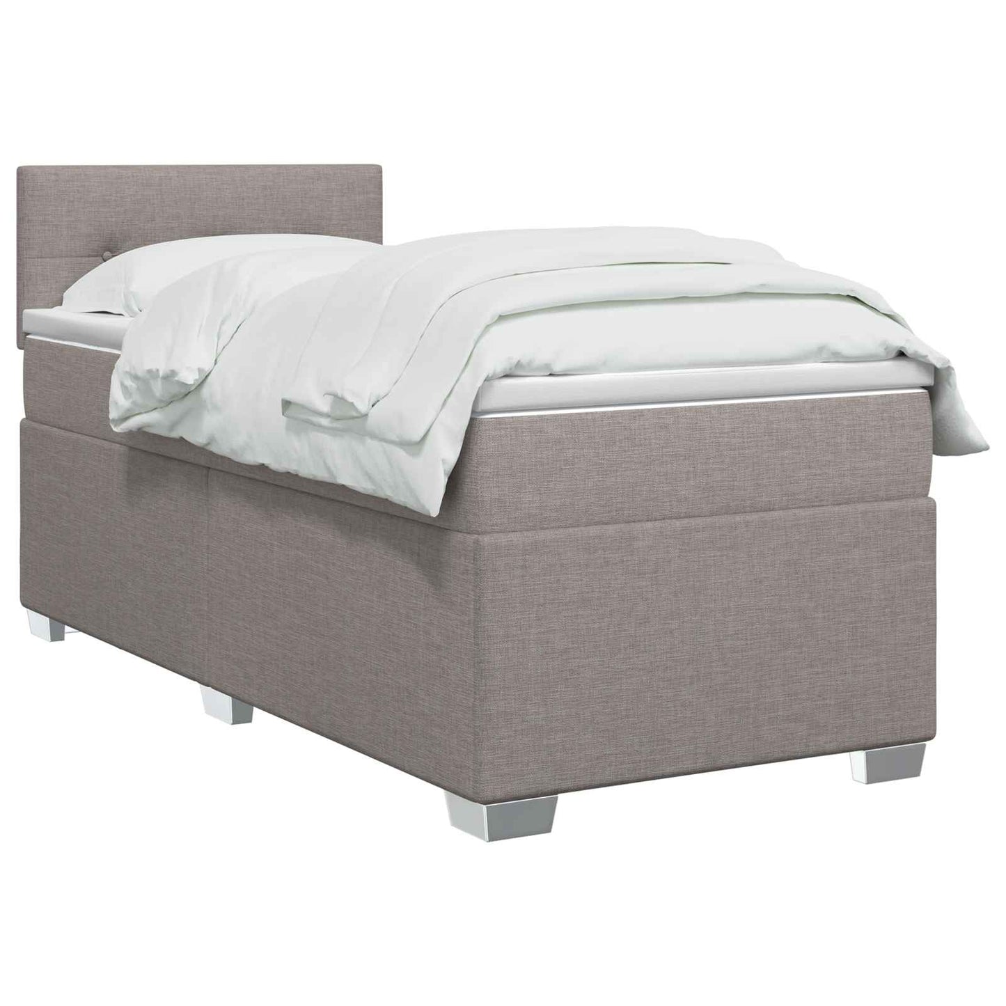 Box Spring Seng med Madras og LED Gråbrun 80 x 200 cm Stof