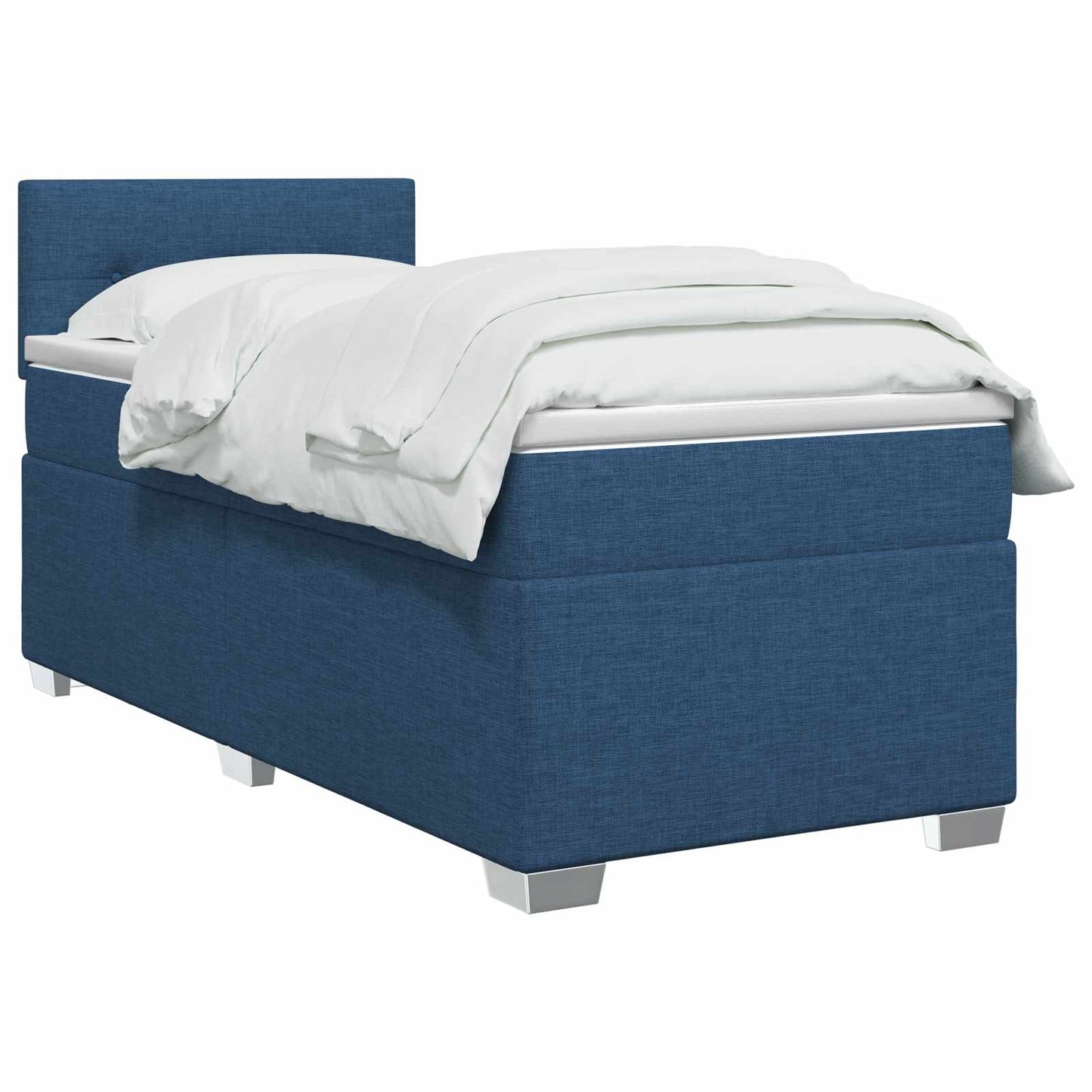 Box Spring Seng med Madras og LED Blå 80 x 200 cm Stof