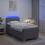 Box Spring Seng med Madras og LED Lysegrå Enkelt Stof