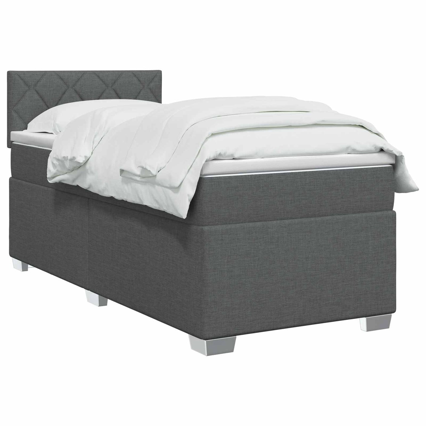 Box Spring Seng med Madras og LED Mørkegrå 80 x 200 cm Stof