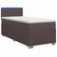Box Spring Seng med Madras og LED Mørk Brun 80 x 200 cm Stof