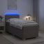 Box Spring Seng med Madras og LED Gråbrun 90 x 190 cm Stof