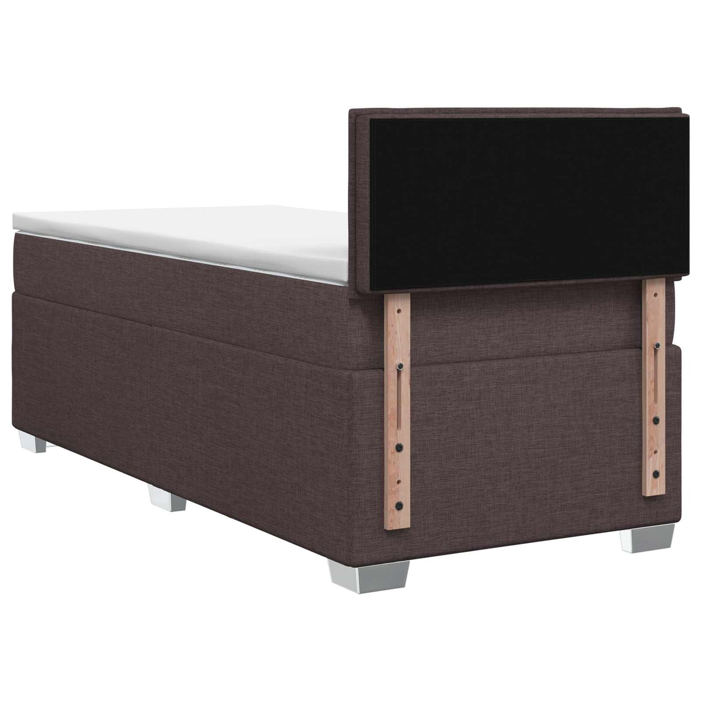 Box Spring Seng med Madras og LED Mørk Brun 90 x 190 cm Stof