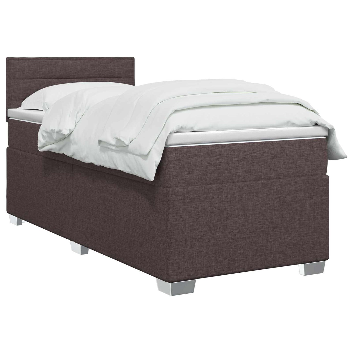 Box Spring Seng med Madras og LED Mørk Brun 90 x 190 cm Stof