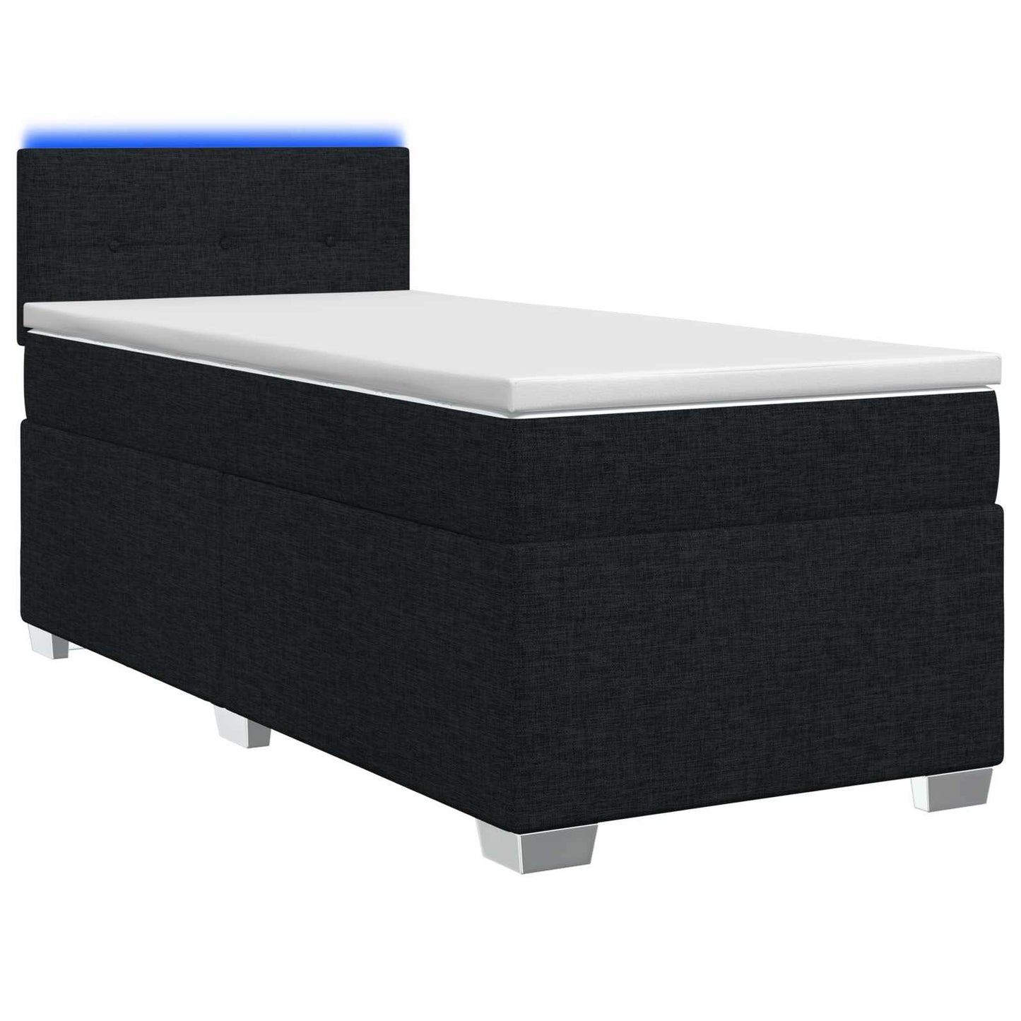 Box Spring Seng med Madras og LED Sort 90 x 190 cm Stof