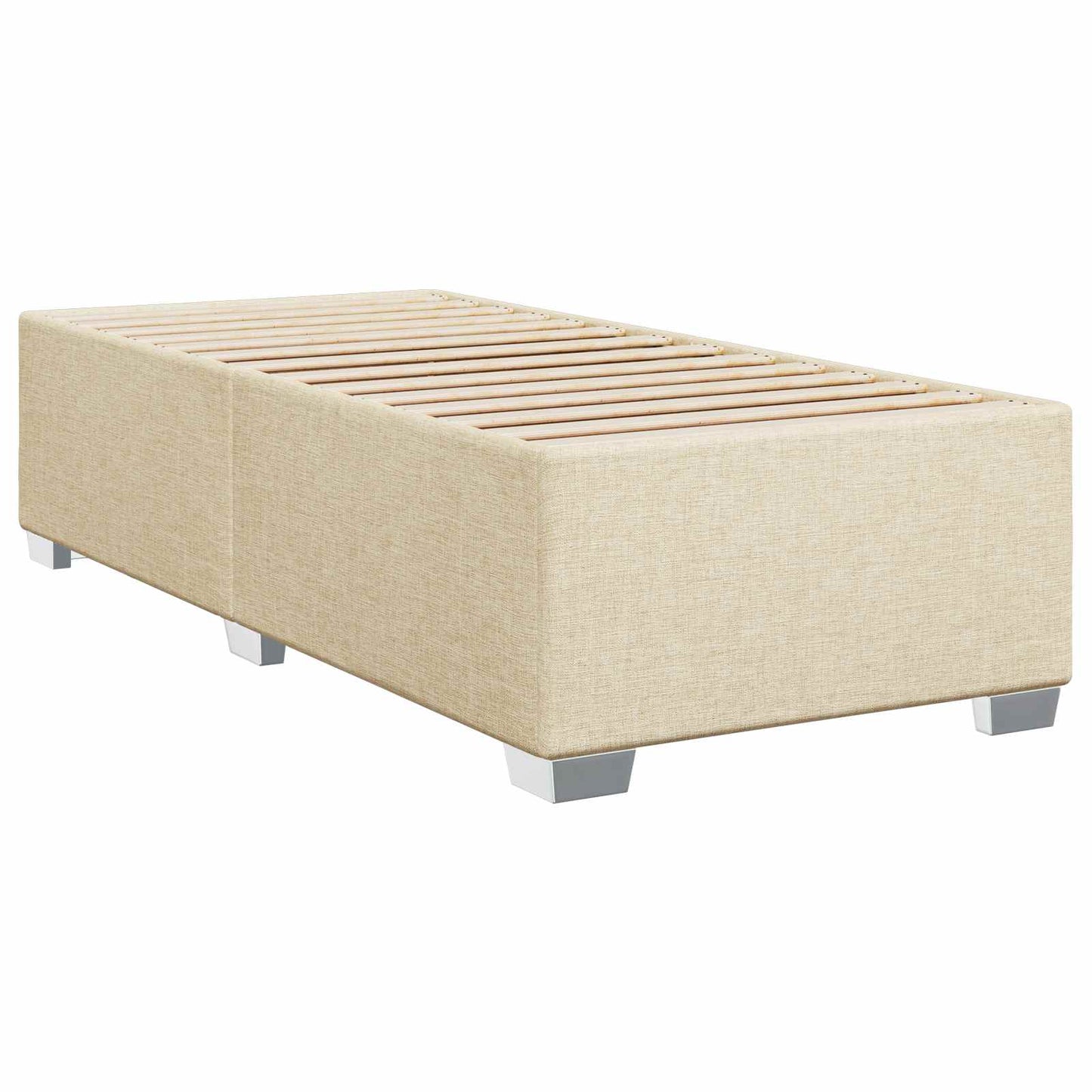 Box Spring Seng med Madras og LED Cremefarvet 90 x 190 cm Stof