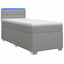 Box Spring Seng med Madras og LED Lysegrå 90 x 200 cm Stof