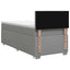 Box Spring Seng med Madras og LED Lysegrå 90 x 200 cm Stof