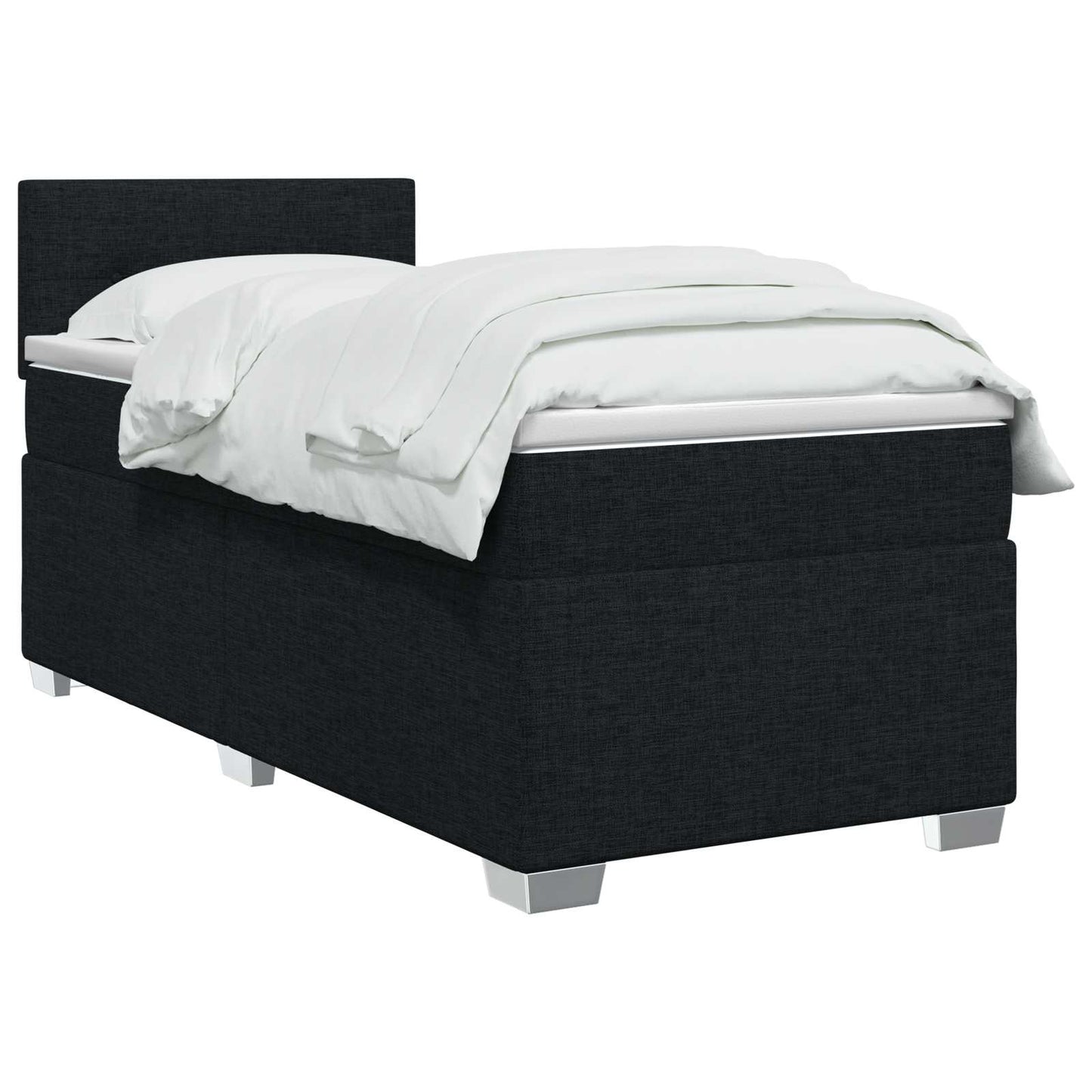 Box Spring Seng med Madras og LED Sort 90 x 200 cm Stof