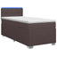 Box Spring Seng med Madras og LED Mørk Brun 90 x 200 cm Stof