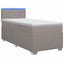 Box Spring Seng med Madras og LED Gråbrun 90 x 200 cm Stof