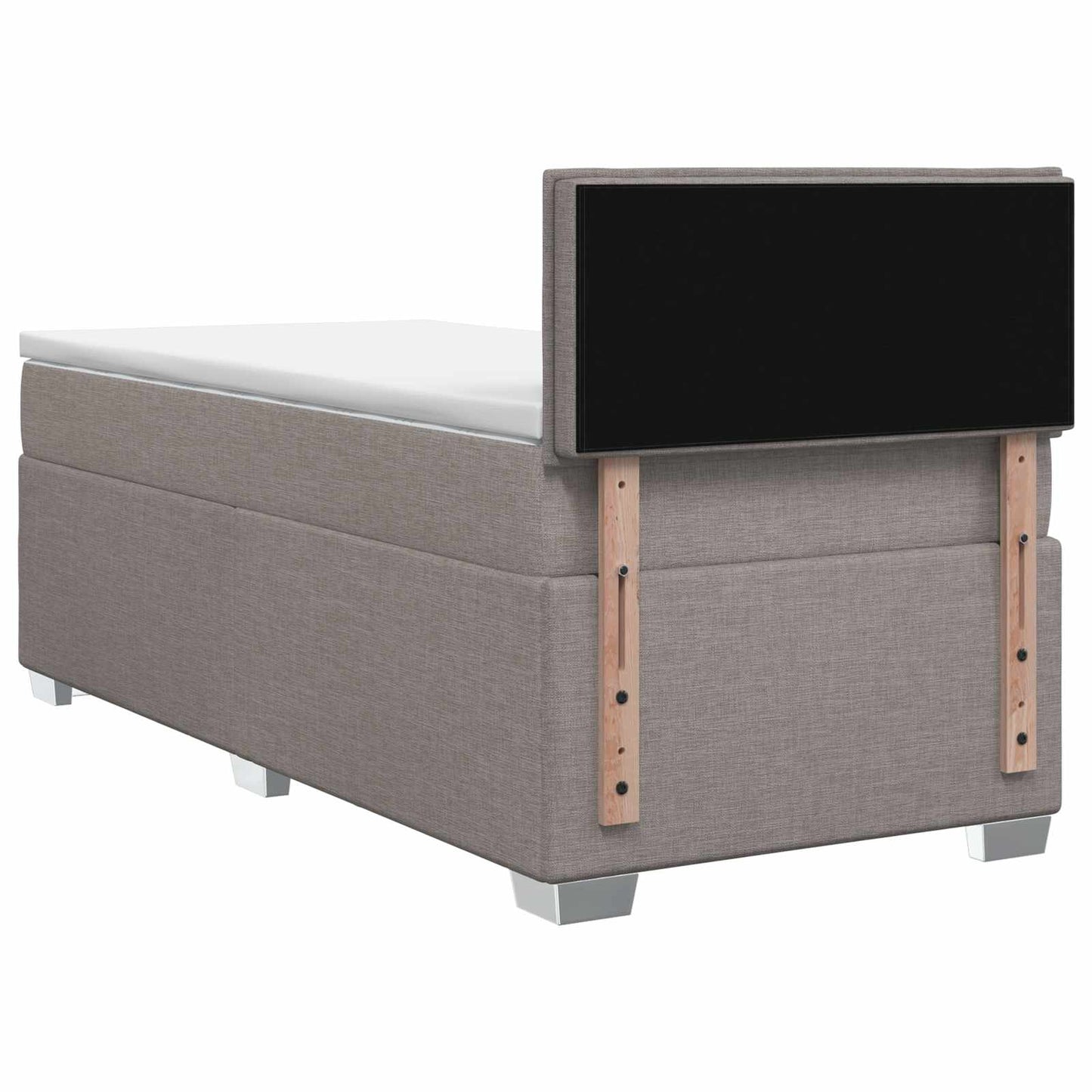 Box Spring Seng med Madras og LED Gråbrun 90 x 200 cm Stof