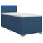 Box Spring Seng med Madras og LED Blå 90 x 200 cm Stof