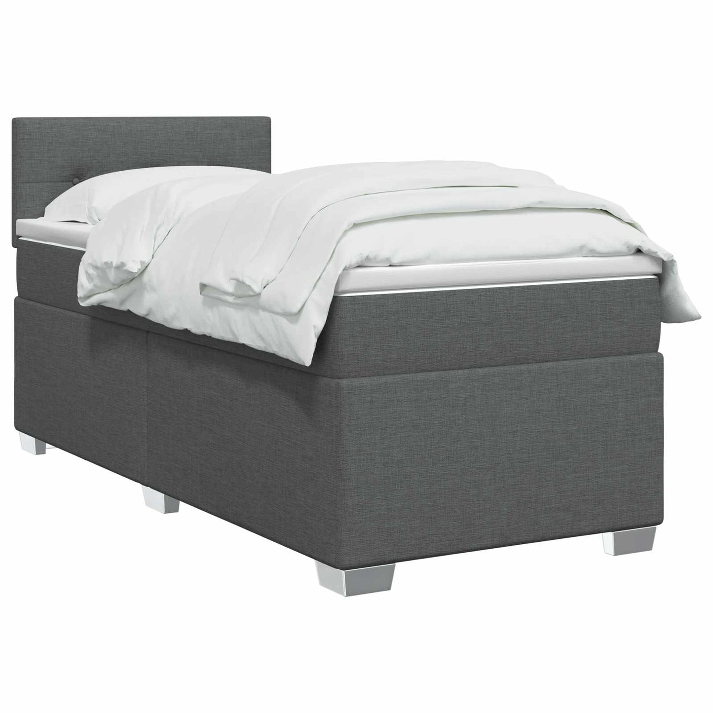 Box Spring Seng med Madras og LED Mørkegrå 100 x 200 cm Stof