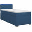 Box Spring Seng med Madras og LED Blå 100 x 200 cm Stof