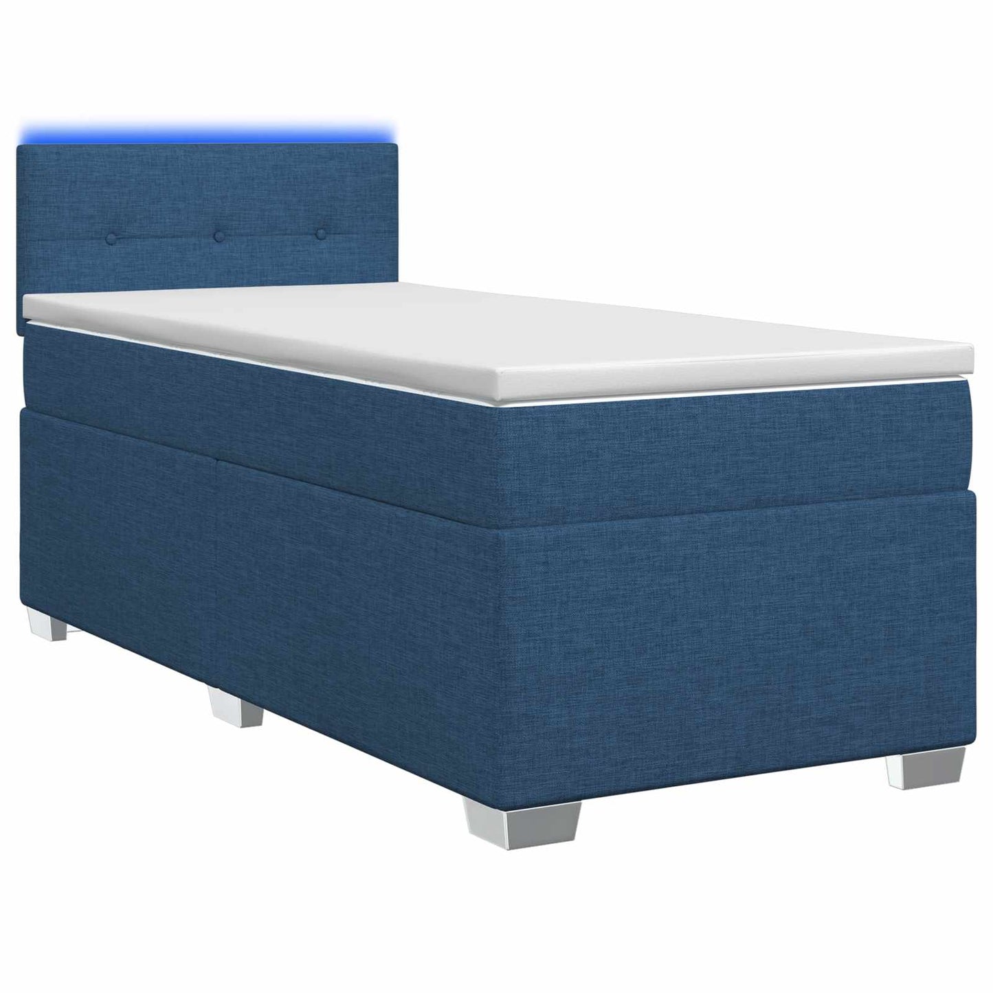Box Spring Seng med Madras og LED Blå 100 x 200 cm Stof