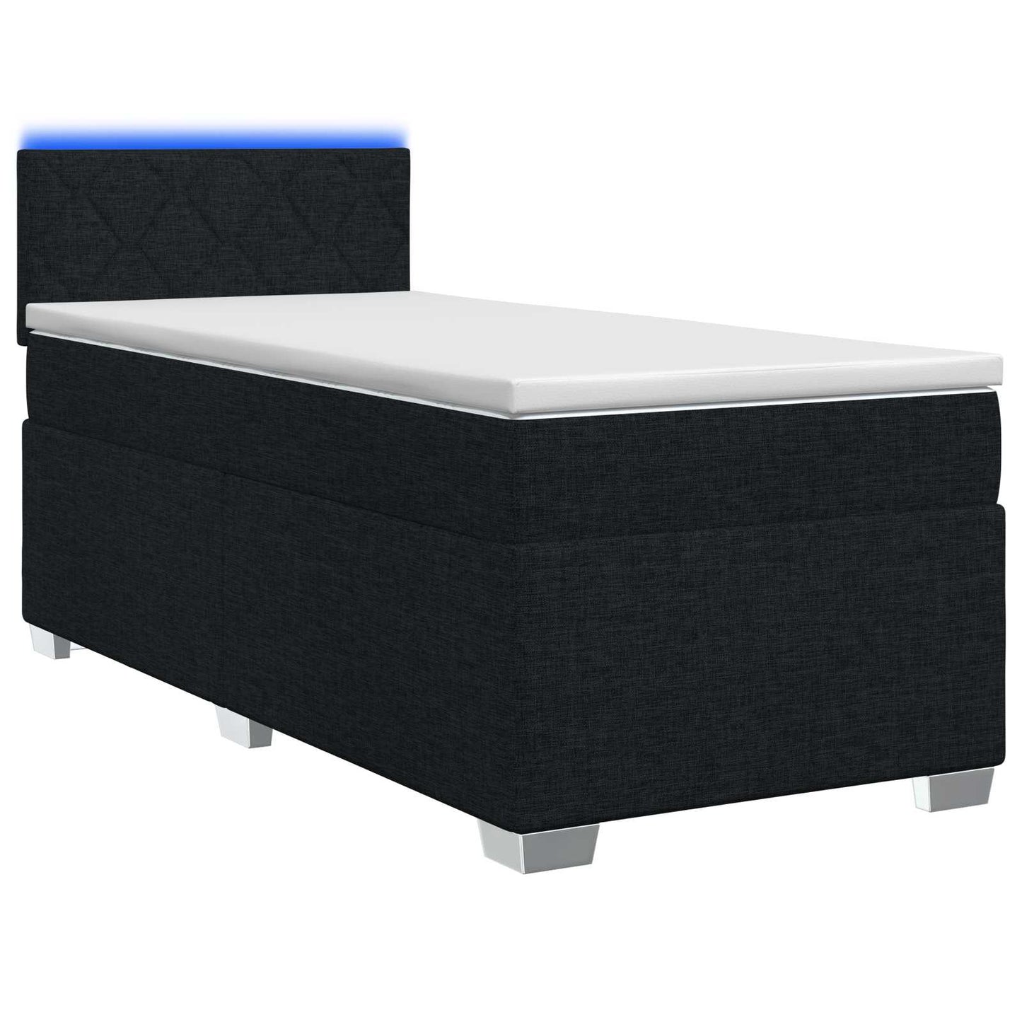 Box Spring Seng med Madras og LED Sort 100 x 200 cm Stof