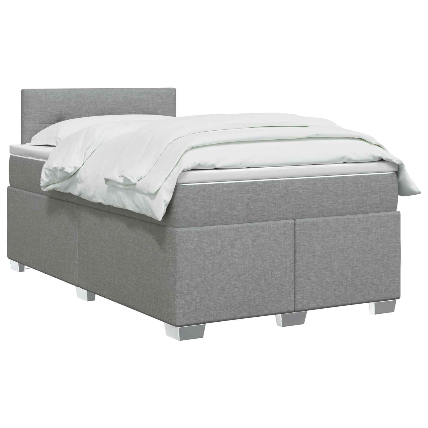 Box Spring Seng med Madras og LED Lysegrå 120 x 190 cm Stof