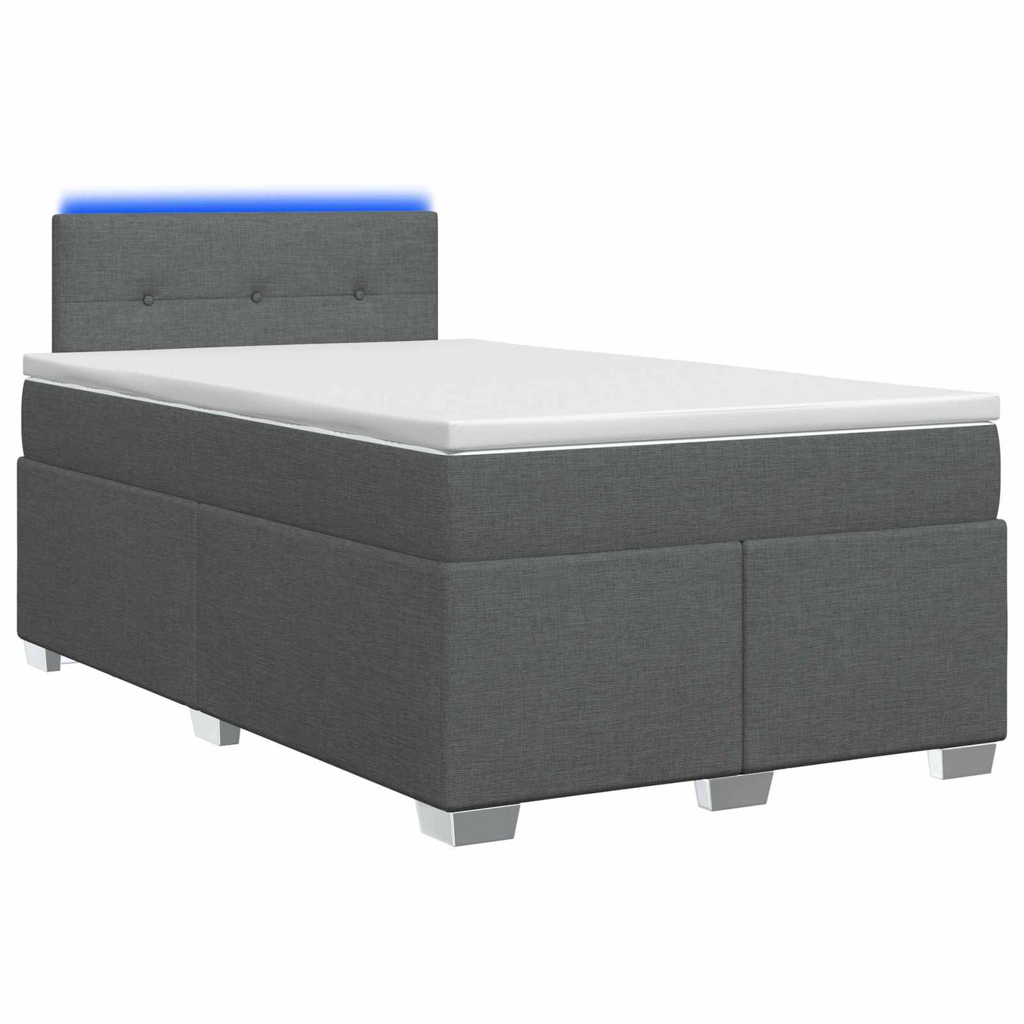 Box Spring Seng med Madras og LED Mørkegrå 120 x 190 cm Stof