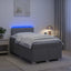 Box Spring Seng med Madras og LED Lysegrå 120 x 200 cm Stof