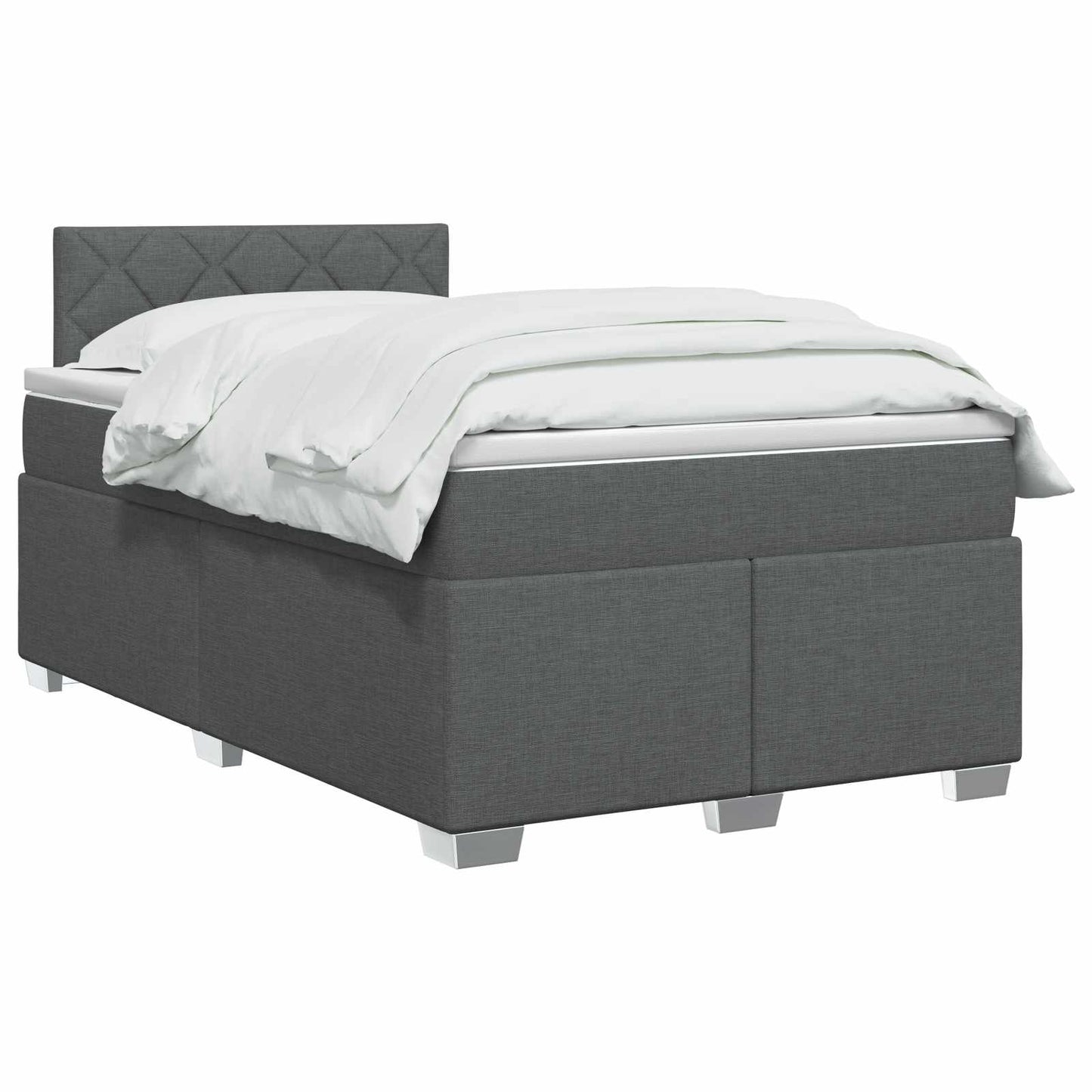 Box Spring Seng med Madras og LED Mørkegrå 120 x 190 cm Stof