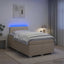 Box Spring Seng med Madras og LED Cremefarvet 120 x 200 cm Stof