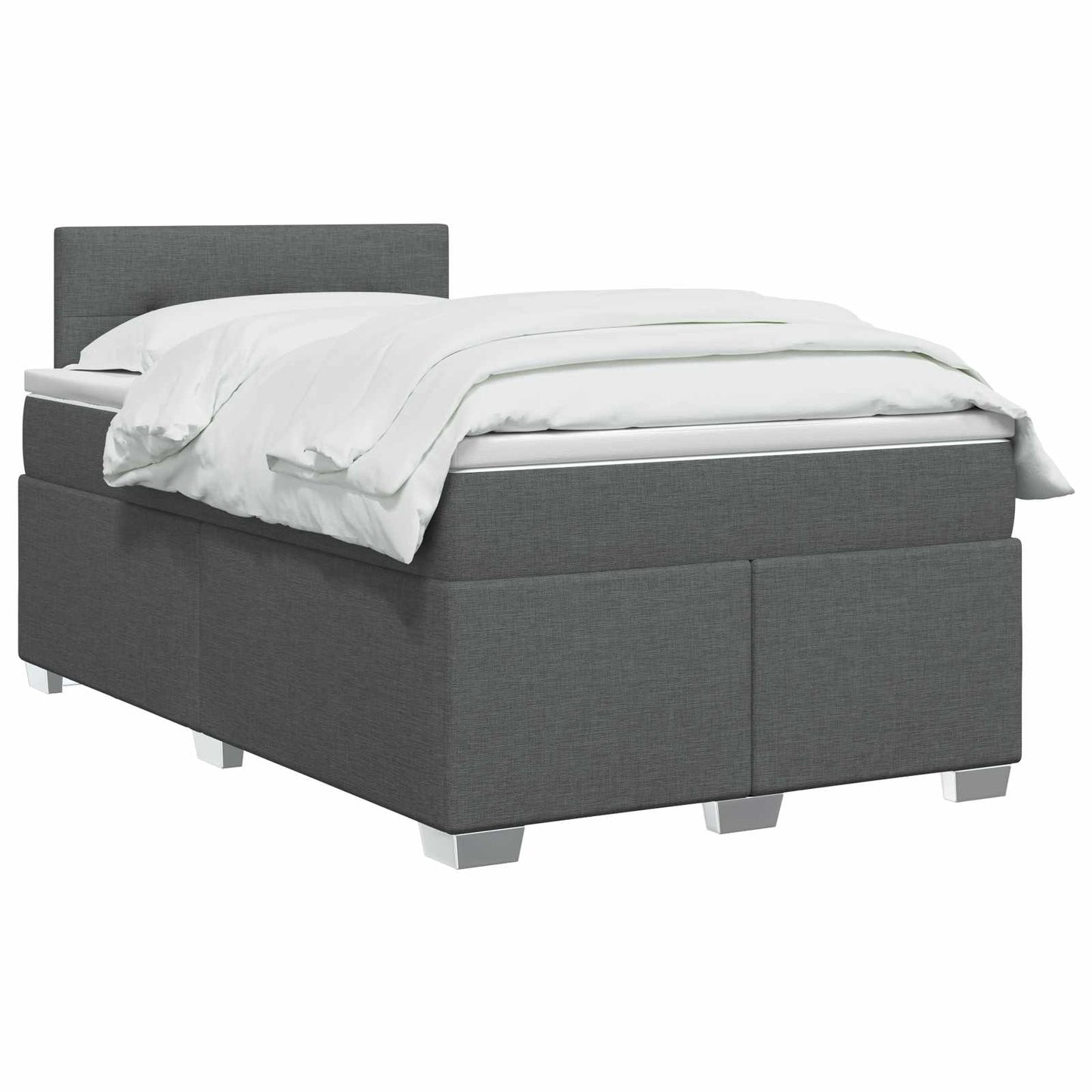 Box Spring Seng med Madras og LED Mørkegrå 120 x 200 cm Stof