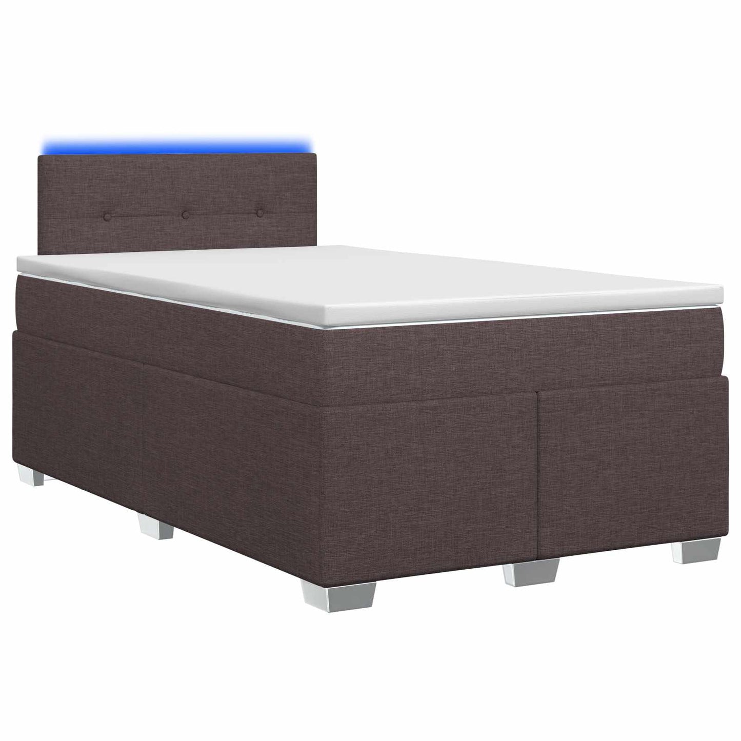 Box Spring Seng med Madras og LED Mørk Brun 120 x 200 cm Stof