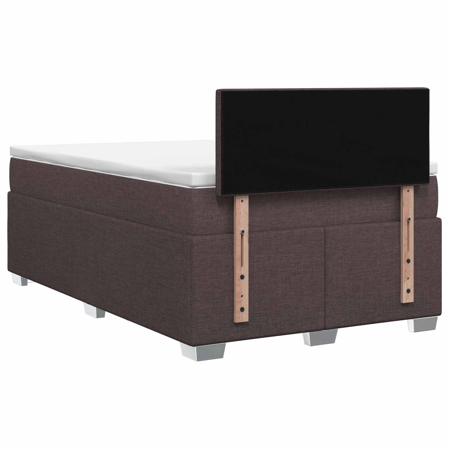 Box Spring Seng med Madras og LED Mørk Brun 120 x 200 cm Stof