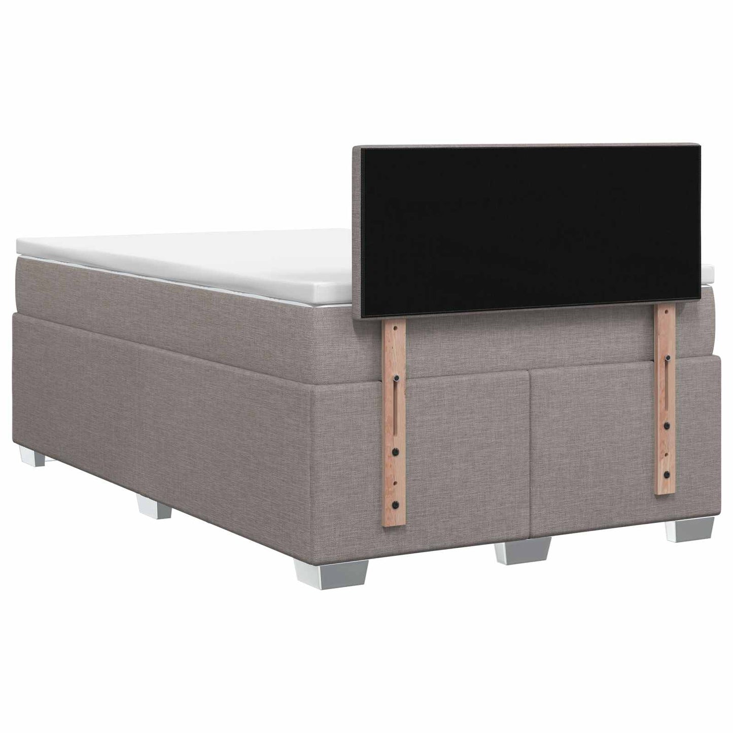 Box Spring Seng med Madras og LED Gråbrun 120 x 200 cm Stof