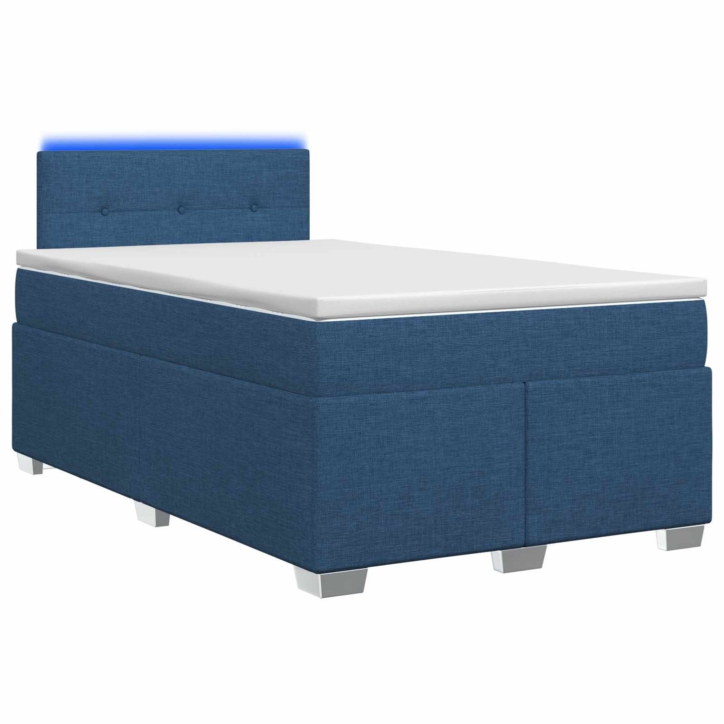 Box Spring Seng med Madras og LED Blå 120 x 200 cm Stof