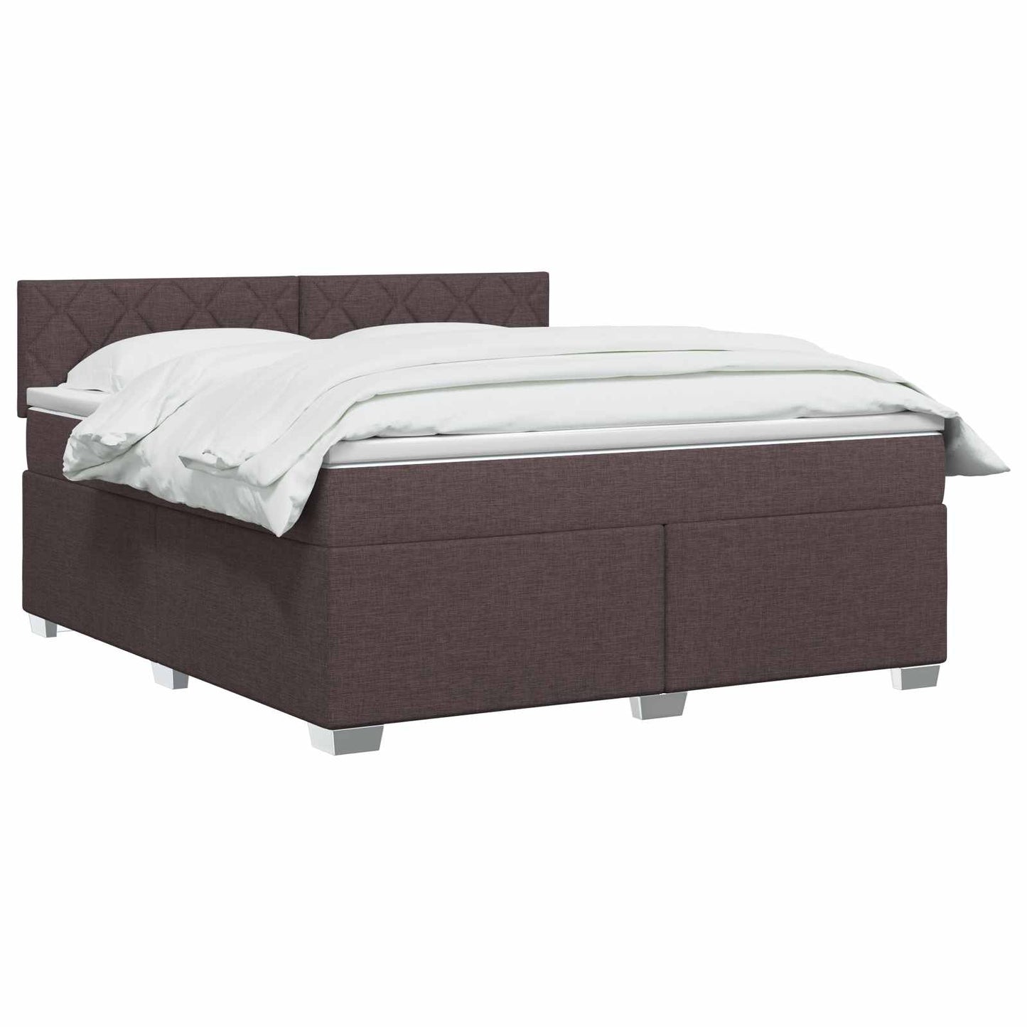 Box Spring Seng med Madras og LED Mørk Brun 140 x 190 cm Stof