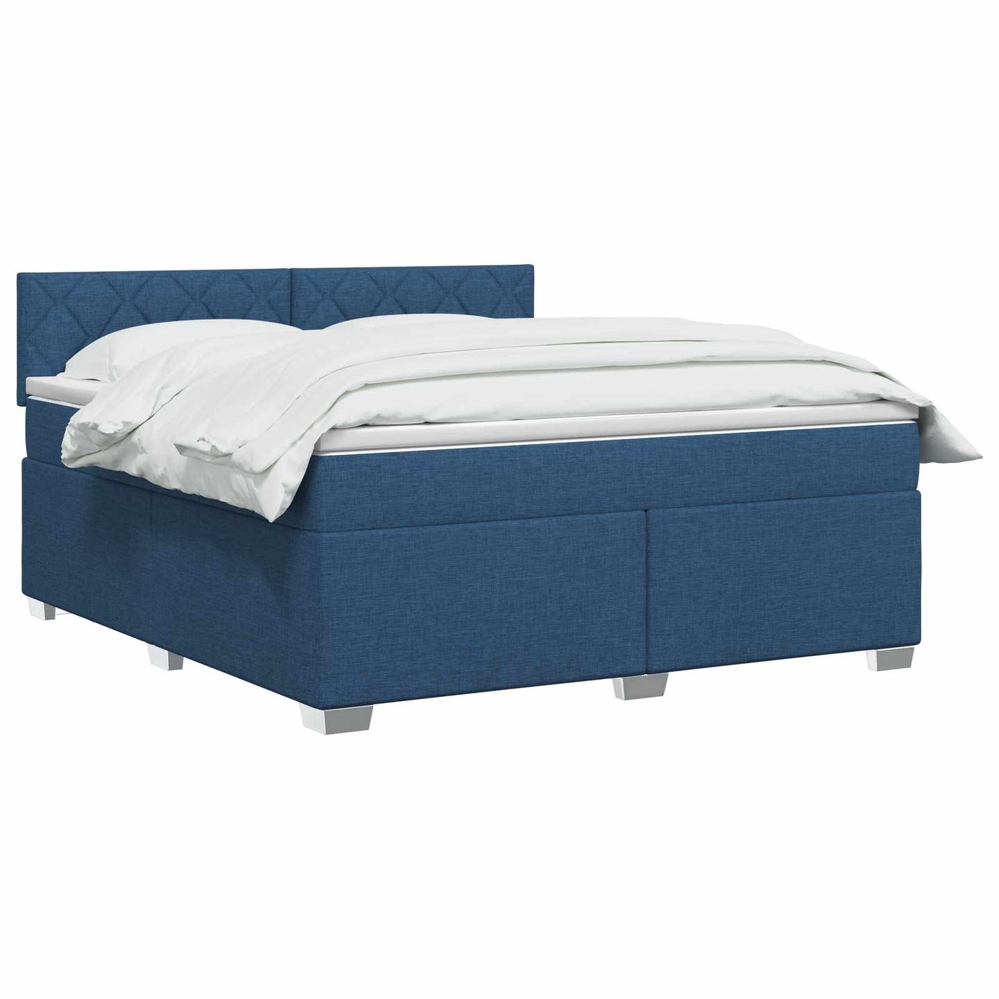Box Spring Seng med Madras og LED Blå 140 x 190 cm Stof
