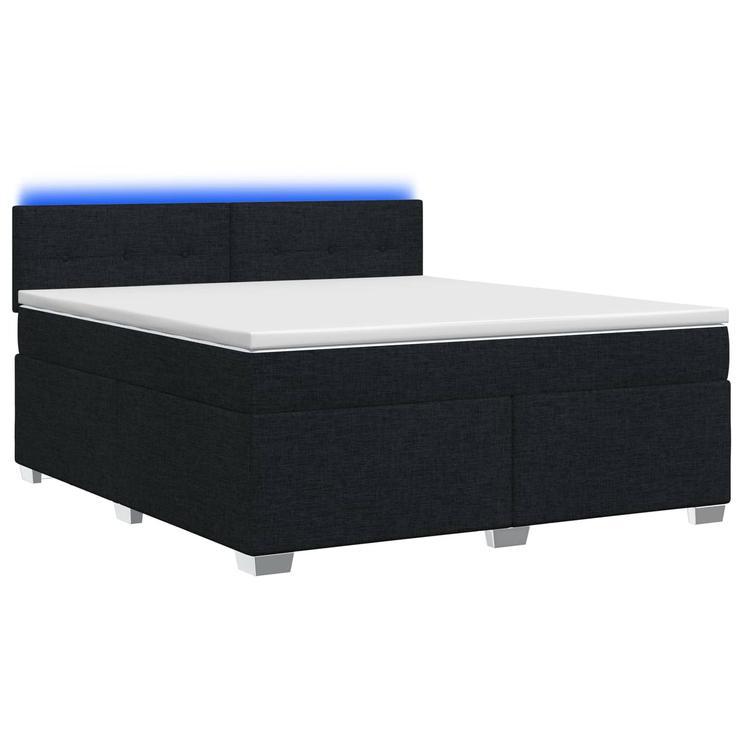 Box Spring Seng med Madras og LED Sort 140 x 200 cm Stof