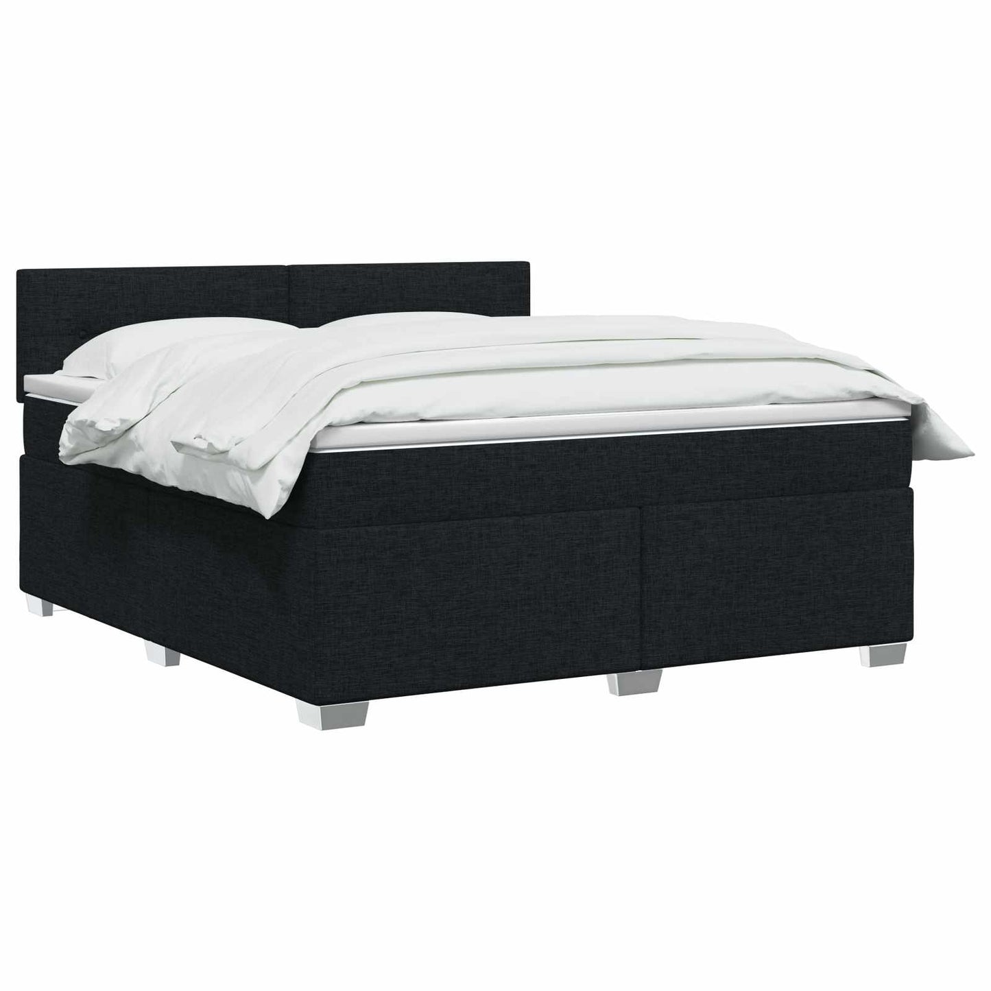 Box Spring Seng med Madras og LED Sort 140 x 200 cm Stof