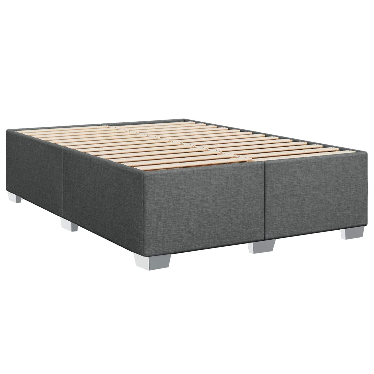 Box Spring Seng med Madras og LED Mørkegrå 140 x 200 cm Stof