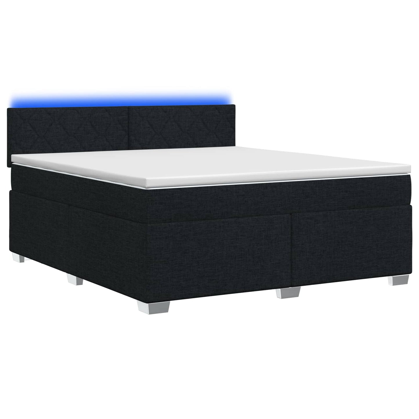 Box Spring Seng med Madras og LED Sort 140 x 200 cm Stof