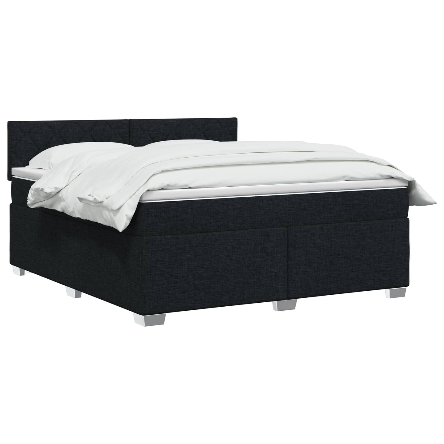 Box Spring Seng med Madras og LED Sort 140 x 200 cm Stof
