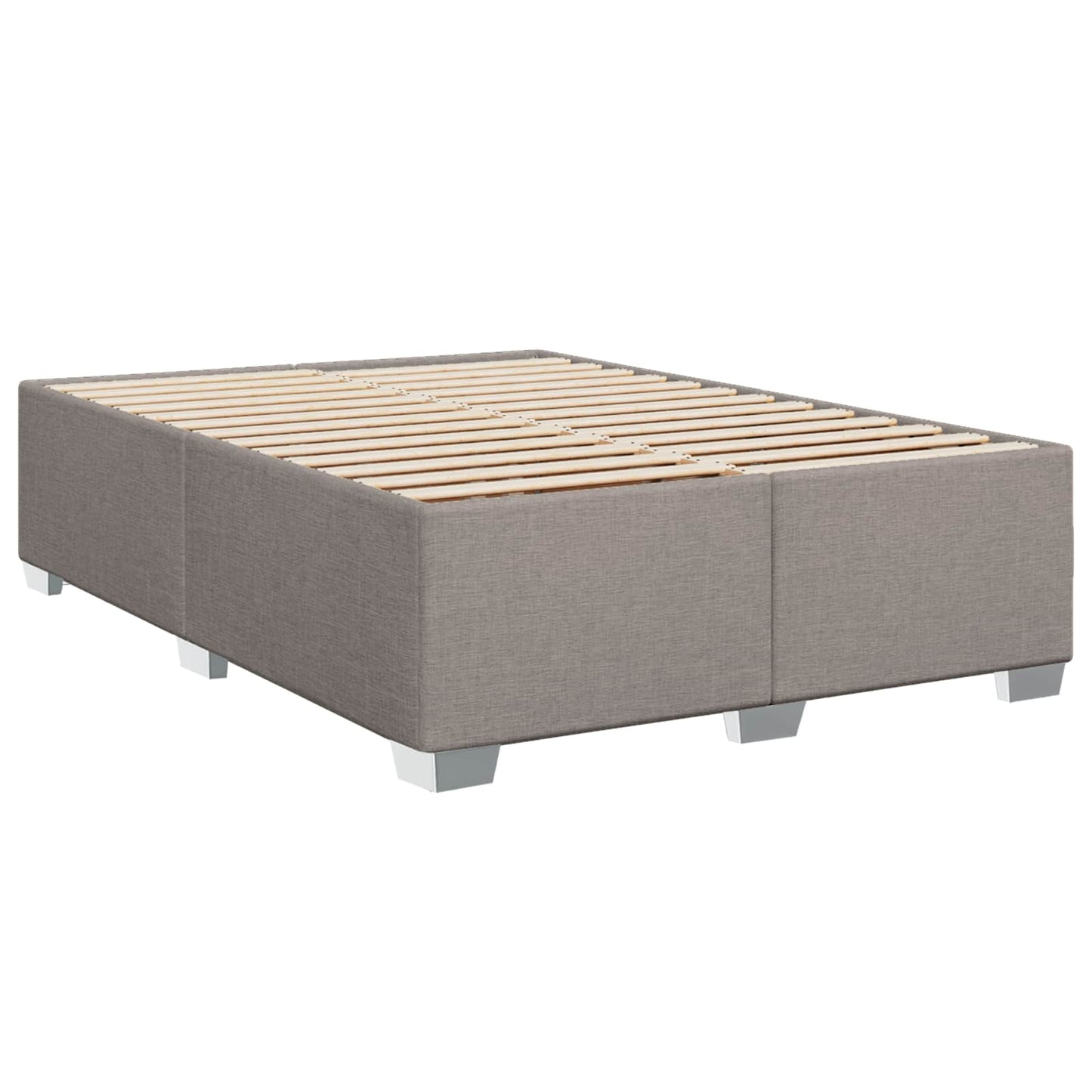 Box Spring Seng med Madras og LED Gråbrun 140 x 200 cm Stof