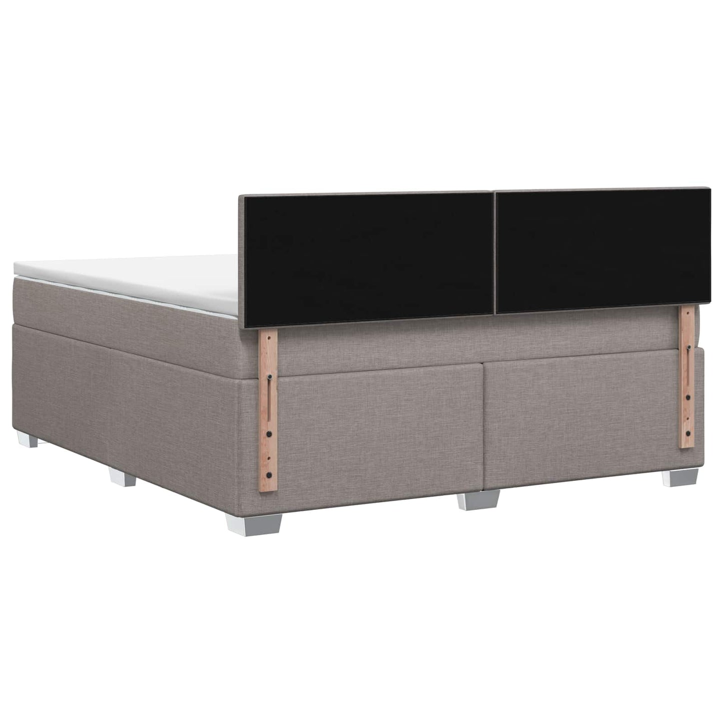 Box Spring Seng med Madras og LED Gråbrun 140 x 200 cm Stof