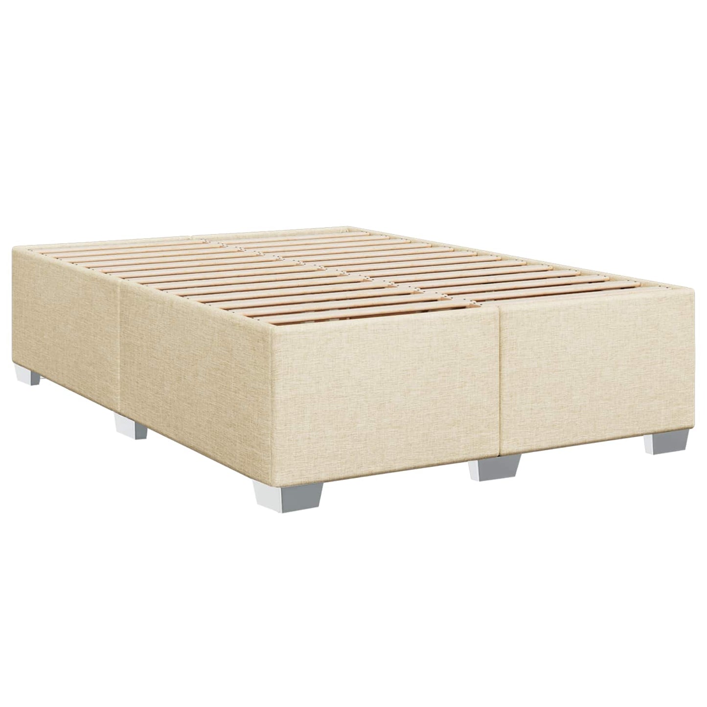 Box Spring Seng med Madras og LED Cremefarvet 160 x 200 cm Stof