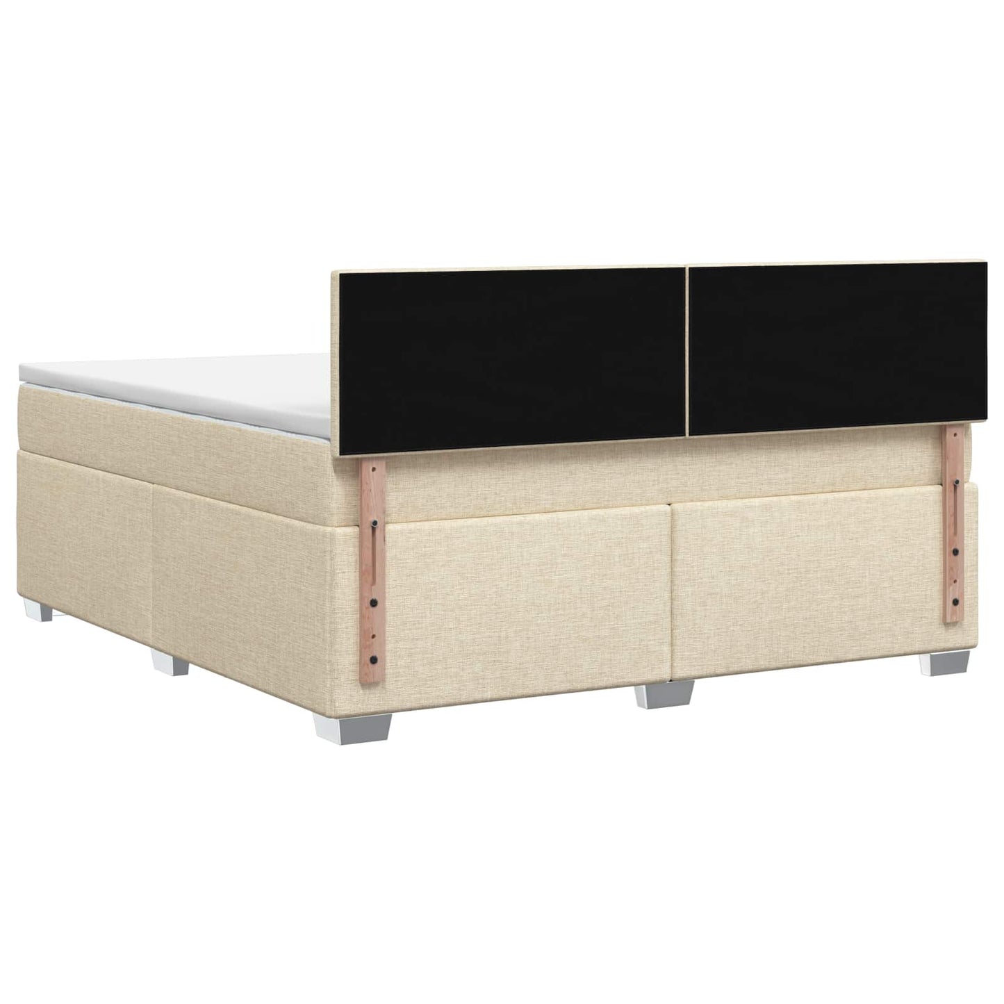 Box Spring Seng med Madras og LED Cremefarvet 160 x 200 cm Stof