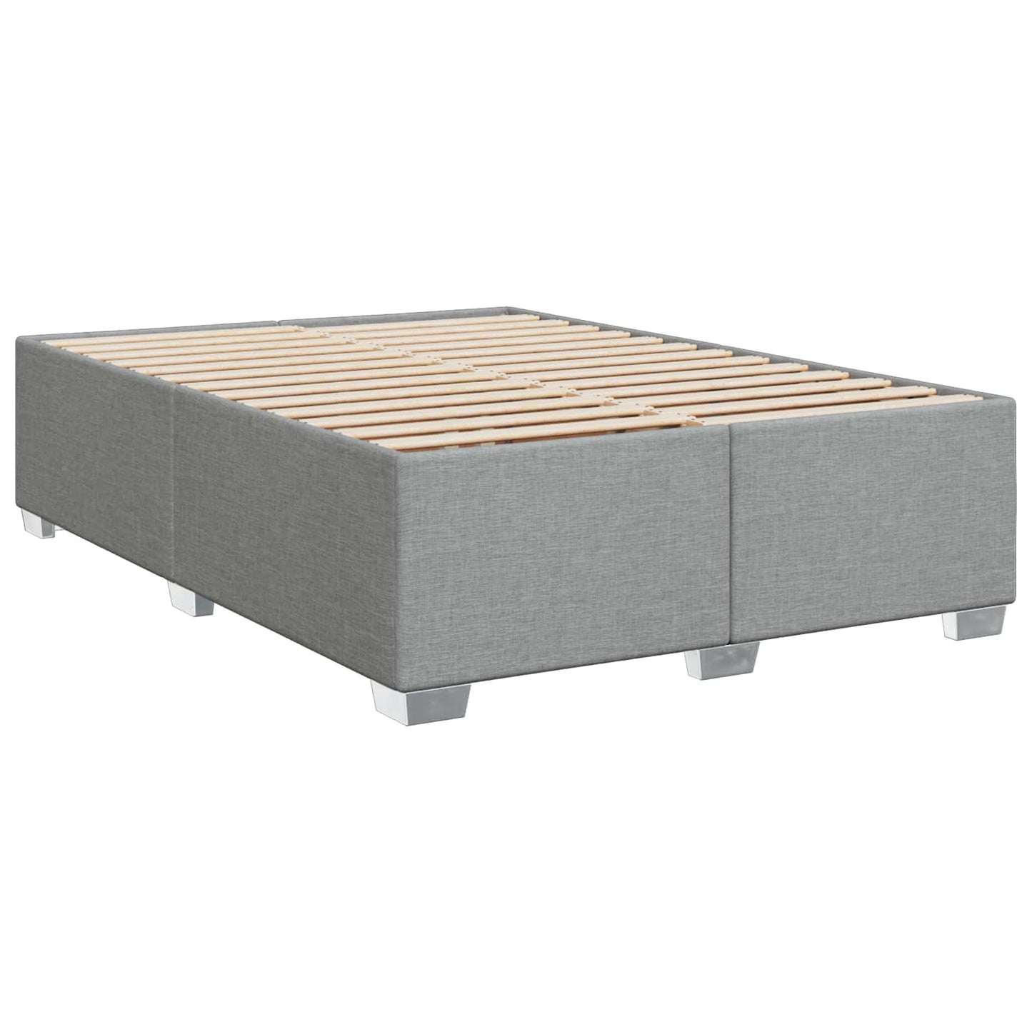 Box Spring Seng med Madras og LED Lysegrå 160 x 200 cm Stof