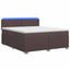 Box Spring Seng med Madras og LED Mørk Brun 160 x 200 cm Stof