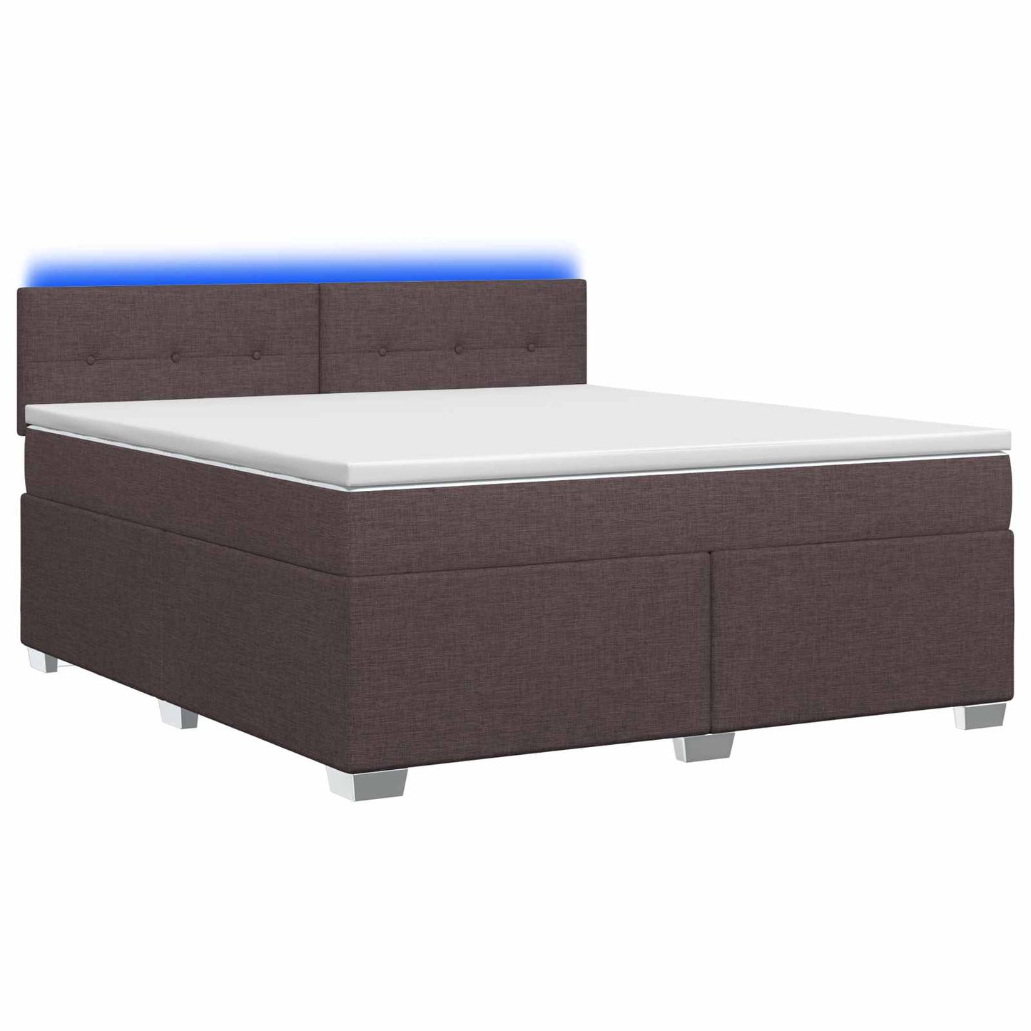 Box Spring Seng med Madras og LED Mørk Brun 180 x 200 cm Stof