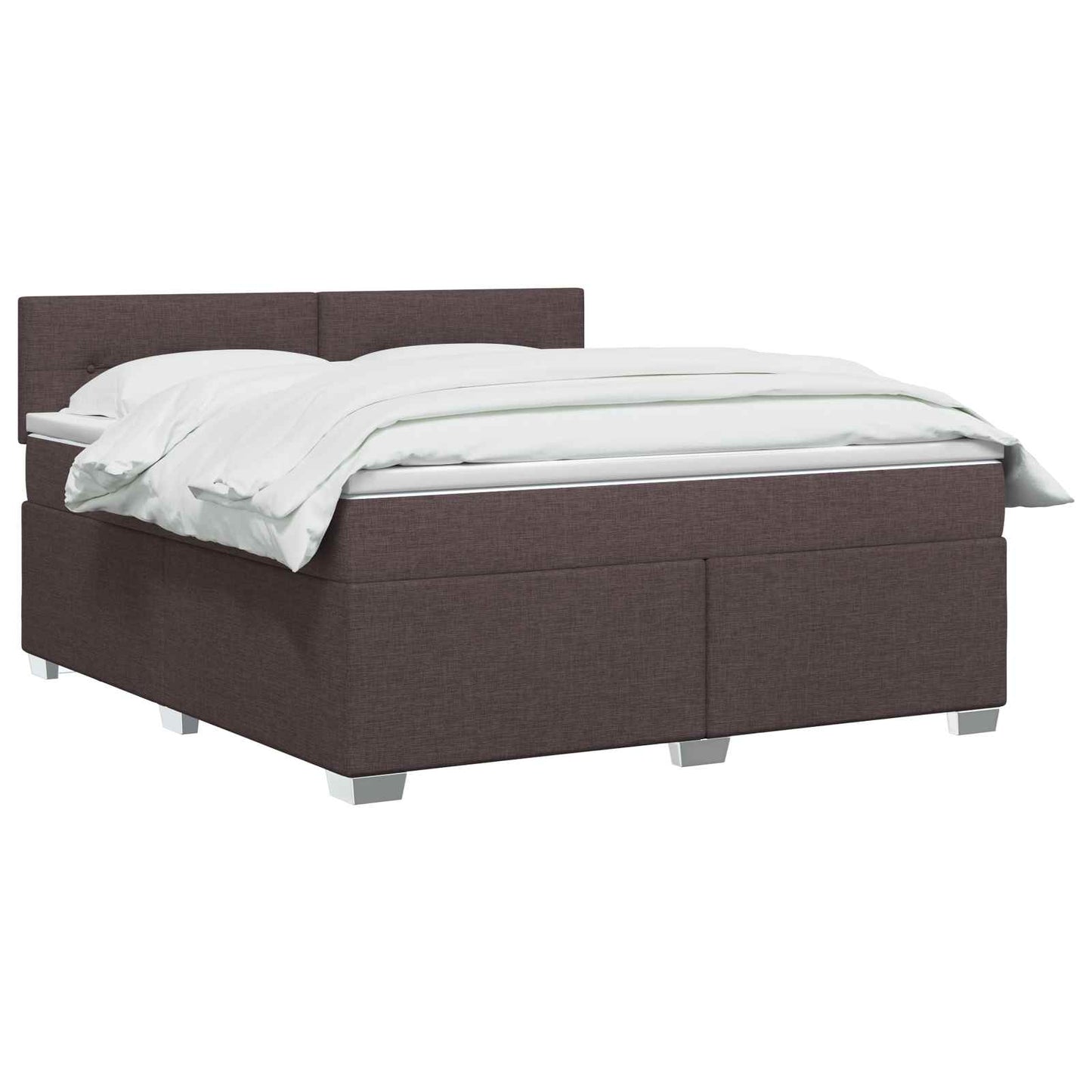 Box Spring Seng med Madras og LED Mørk Brun 180 x 200 cm Stof