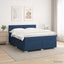 Box Spring Seng med Madras og LED Blå 180 x 200 cm Stof