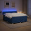 Box Spring Seng med Madras og LED Blå 180 x 200 cm Stof